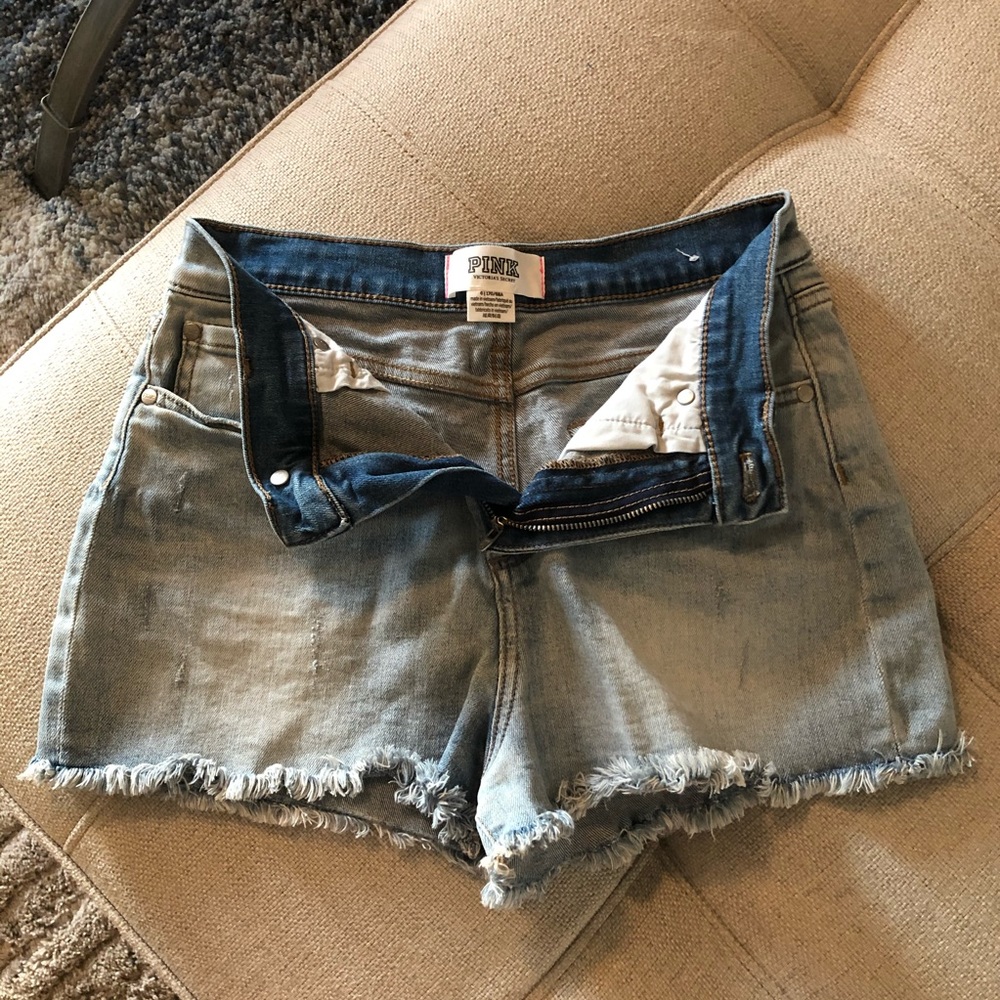 VS Pink Distressed Denim Short